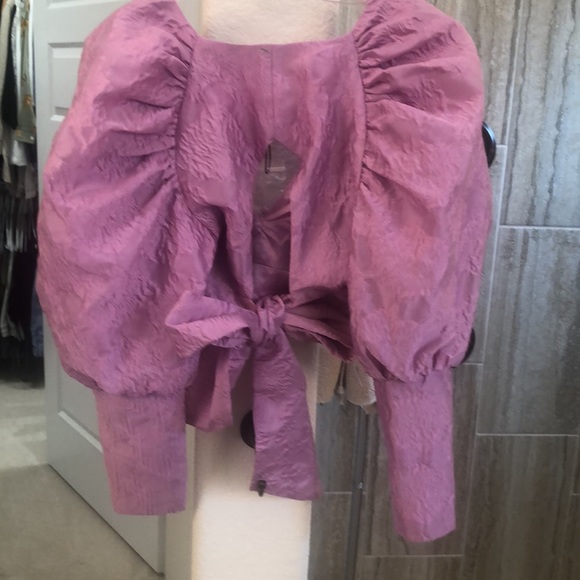 NWT Bardot Blouse Puff Sleeve V-Neck Tie back Size 6 Small - Picture 4 of 16